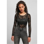 Womens Long Sleeve Lace Body Black