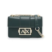 Armani Exchange za ženske. XW000071AF12039U7304 Logotip Kovinska zelena torba (OSFA), Priložnostno, Stranka, Poliester