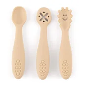 PETITE&MARS Silikonske žličke za učenje 3 kosi 6 m+ Take&Match, Desert Sand
