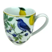 shumee Porcelanasta skodelica Bogucice CAPRI 400 ml s cvetjem in limonami
