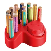 Set olovaka u drvu u držaču za stol, okrugle, STABILO Woody 3 in 1, 15 različitih boja, s oštračem 880/15-01