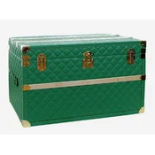 Casa Padrino luxury genuine leather suitcase green / gold 100 cm - Made in Italy