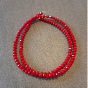 Ogrlica sa kristalima – svjetlo crvena – 47cm Srebro 925 + KUTIJA