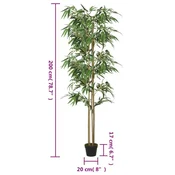 vidaXL Umetno bambusovo drevo 1520 listov 200 cm zeleno