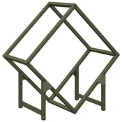 Vidaxl Stojalo za drva z lesenim vrhom olivno zelene 50x25x50 cm