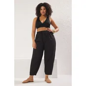 Trendyol Curve Black Pleated High Waist Carrot/Shalwar Beach Wear Plus Size Trousers