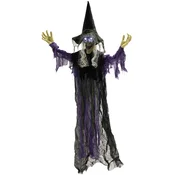 Homestar Halloween dekoracija viseča čarovnica z LED lučmi in zvokom 80x15x183 cm vijolična