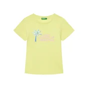 Otroška bombažna kratka majica United Colors of Benetton zelena barva, 3I1XG10JB