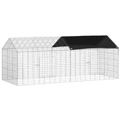 Vidaxl Kletka za zajce srebrna 200 x 78 x 78 cm Cinkana jeklena
