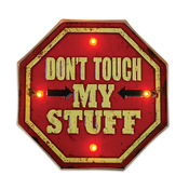 Retro kovinski napis Forever Light LED Dont Touch My Stuff [RTV100464]