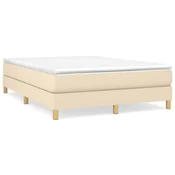 Vidaxl Box spring postelja z vzmetnico krem 140x190 cm blago