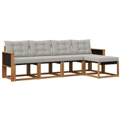 Set vanjskih sofa s jastukom 5 pcs Prirodna i svjetlosiva