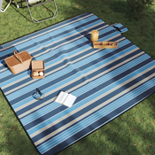Vidaxl Piknik odeja zložljiva modre in bele črte 200x200 cm žamet