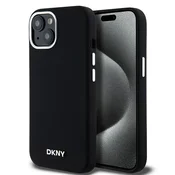 shumee Silikonski ovitek DKNY MagSafe s tekočim premazom za iPhone 15 Plus, črne barve