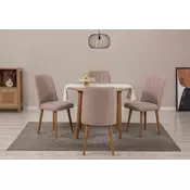 Hanah Home Set trpezarijski sto, 2 trpezarijske stolice i 2 klupe Vina 0900 Bež