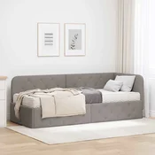vidaXL Kotna postelja z vzmetnico z vzglavjem Taupe 80 x 200 cm blago