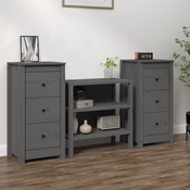 vidaXL Komoda 2 kosa siva 40x35x80 cm trdna borovina