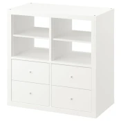 KALLAX Spojene police, s 4 fioke/sa 2 umetka za police bela, 77x77 cm