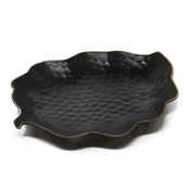 LE COQ Krožnik v obliki lista kypseli 34,5x26,5cm/črn/stoneware