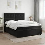 vidaXL Postelja boxspring z vzmetnico Črna 160 x 200 cm Žamet