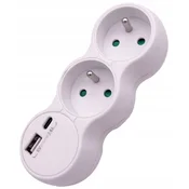 Duwi Električni razdelilnik z 2 vtičnicama 2x2P+Z + USB tip A in C 2,4A bel