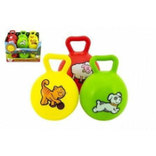 Teddies Žogica z ročajem Moje prve živali 10cm guma 3 barve MPZ