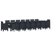 Vidaxl Komplet za jedilnico v vrtu 17 pcs Antracit Polt rattan
