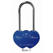 Ljubezenska kljucavnica z gravuro dvojno srce - modra (razlicni motivi)