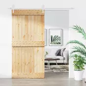 vidaXL Drsna vrata Naravna in bela 100 x 210 cm Masiven borov les