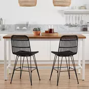 vidaXL vidaXL Jedilna stolica 2 pcs Črna 41 x 55 x 85 cm Rattan in jeklo, (5000296702)