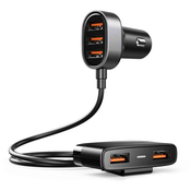 JoyRoom - Avtopolnilec (JR-CL03) - Razširitev vtičnic - 5x USB - 6.2 A - 150 cm - črn