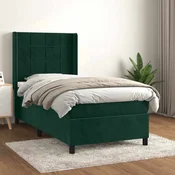 vidaXL vidaXL Box spring postelja z vzmetnico temno zelena 90x200 cm žamet, (20901372)