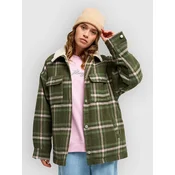 Roxy Passage Of Time Fleece Jacket oil green chalet plaid