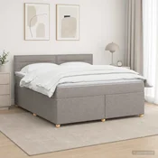 vidaXL Postelja boxspring z vzmetnico Taupe 160 x 200 cm Blago