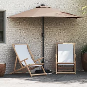 Vrtni suncobran Sivo-smeda 294 x 150 x 223 cm Poliester i celik