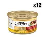 Gourmet Vlažna hrana za macke Gold, Piletina i srce, 12x85g