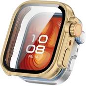 GS Ovitek 2 v 1 + kaljeno steklo za Huawei Watch Fit 4, zlat/oranžen
