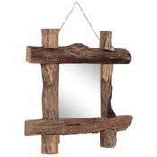 vidaXL Ogledalo iz hlodov naravno 50x50 cm trden predelan les