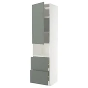 METOD / MAXIMERA Vis.elem.mikrotal. s vratima/2fioke, bela/Nickebo mat sivozelena, 60x60x240 cm