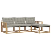 Set vanjskih sofa s jastukom 4 pcs Bijela i svjetlosiva