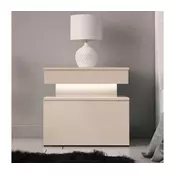 Nočna omarica z LED osvetlitvijo GLOSSA 51x55 cm bež
