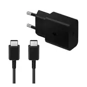 SAMSUNG mrežni punjač s Type-C priključkom 15W, brzi punjač + Type-C kabel, CRNA EP-T1510EBE / EP-DA705BBE