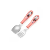 Cutlery set for children, 2 pieces, stainless steel, pink, INFANT ra
