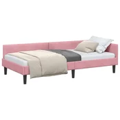 Vidaxl Kotna postelja z vzglavjem Roza 90 cm x 190 cm Žamet