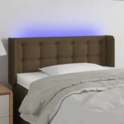 Vidaxl vidaXL Vzglavje postelje z LED diodo temno rjavo 83x16x78/88 cm blago