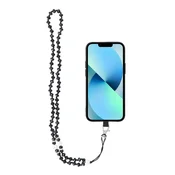 Privjesak za telefon CRYSTAL DIAMOND / dužina kabla 74cm (37cm u omci) / oko vrata - crni