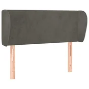 Vidaxl Vzglavje z ušesi temno sivo 103x23x78/88 cm žamet