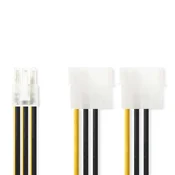 Nedis Notranji napajalni kabel | 2x Molex moški | PCI Express ženski | Pozlačeno | 0,20 m | Okrogla | PVC | Rumena/črna | Plastična vrečka