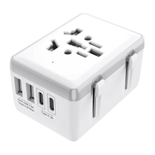 Potovalni adapter Techsuit HHT204A 4v1 z 2x USB, 2x Type-C izhodi - bel