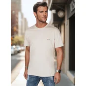 T-shirt męski z haftem cappuccino Dstreet